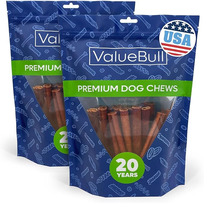 ValueBull USA Collagen Sticks for Dogs, 6 Inch Medium Chews, Natural Long-Lasting Dog Treats, 50 Count - Promotes Joint, Skin & Coat Health with Glucosamine and Chondroitin-Mewly Pet