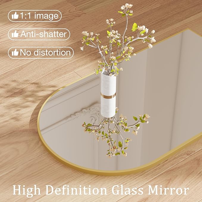 DUMOS Gold Metal Arch Vanity Rounded Rectangle Bathroom Mirrors for Over Sink Wall, 27x38 Inch Large Matte Mirror, Modern Decorative for Restroom, Farmhouse