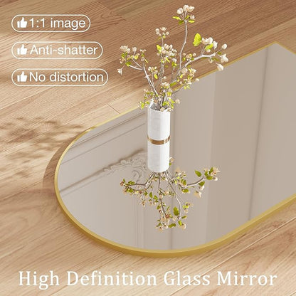 DUMOS Gold Metal Arch Vanity Rounded Rectangle Bathroom Mirrors for Over Sink Wall, 27x38 Inch Large Matte Mirror, Modern Decorative for Restroom, Farmhouse