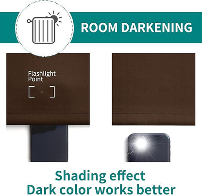 BGment Brown Blackout Curtains 72 Inch Length 2 Panels Set, Grommet Thermal Insulated Room Darkening Curtains for Bedroom, Each 46 x 72 Inch