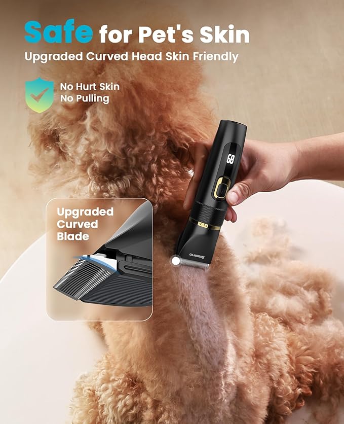 oneisall Dog Clippers Low Noise, Pro Dog Grooming Clippers Kit with Rechargeable Cordless Shaver Trimmer for Dogs Cats, IPX7 Waterproof Pet Clippers Grooming at Home-Mewly Pet