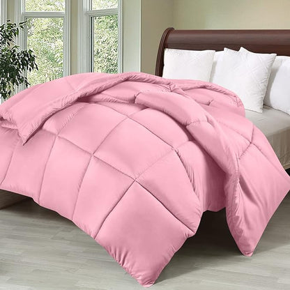 Utopia Bedding Comforter Duvet Insert, Quilted Comforter with Corner Tabs, Box Stitched Down Alternative Comforters King Size (Pink)