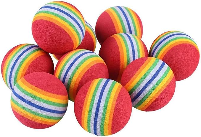 12 Pack Rainbow Cat Toy Balls Soft EVA Foam Interactive Indoor Kittens Favorite Toys 1.38" Dia. Small Dogs Puppies Toy Balls Bulk Activity Chase Quiet Play Sponge Ball-Mewly Pet