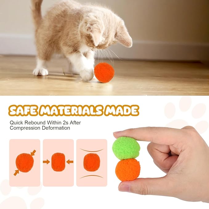 50Pcs Cat Toys Pom Pom Balls with 1 Launcher Set, Interactive Cat Toy Stuff for Indoor Both Adult & Kitten Toys-Mewly Pet