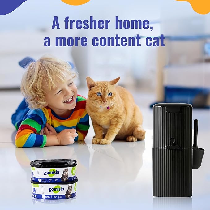 2 Pack Cat Litter Refill Bags, Non-See-Through Jumbo 60FT Cartridge Refill Total Up to 36 Weeks (Over 8 Months) Per Cat for Odor Control, Compatible with Genie Standard, Plus, Style-Mewly Pet