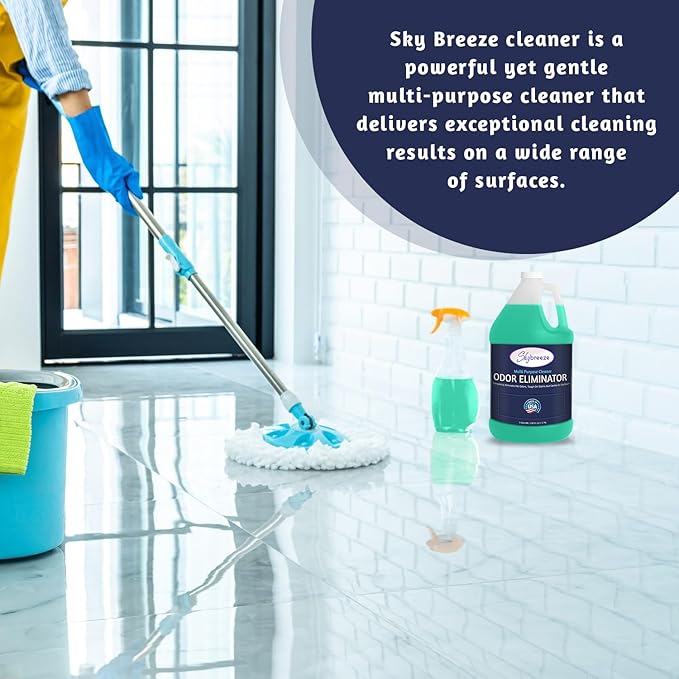Multi Purpose Cleaner Pet Odor eliminator - pH Neutral - Strong Odor Floor Cleaner - Pet Odor Eliminator for Home - Best Scent Remover for Cat and Dog Pee All Purpose Cleaner 1 gallon (Sky Breeze)-Mewly Pet