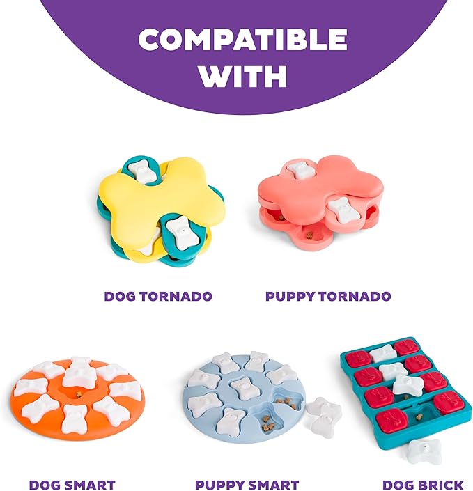 Outward Hound by Nina Ottosson Bone Replacement Parts for Interactive Dog Puzzles - DogBrick, DogTornado, DogSmart, PuppyTornado, PuppySmart, 5-Pack, White-Mewly Pet