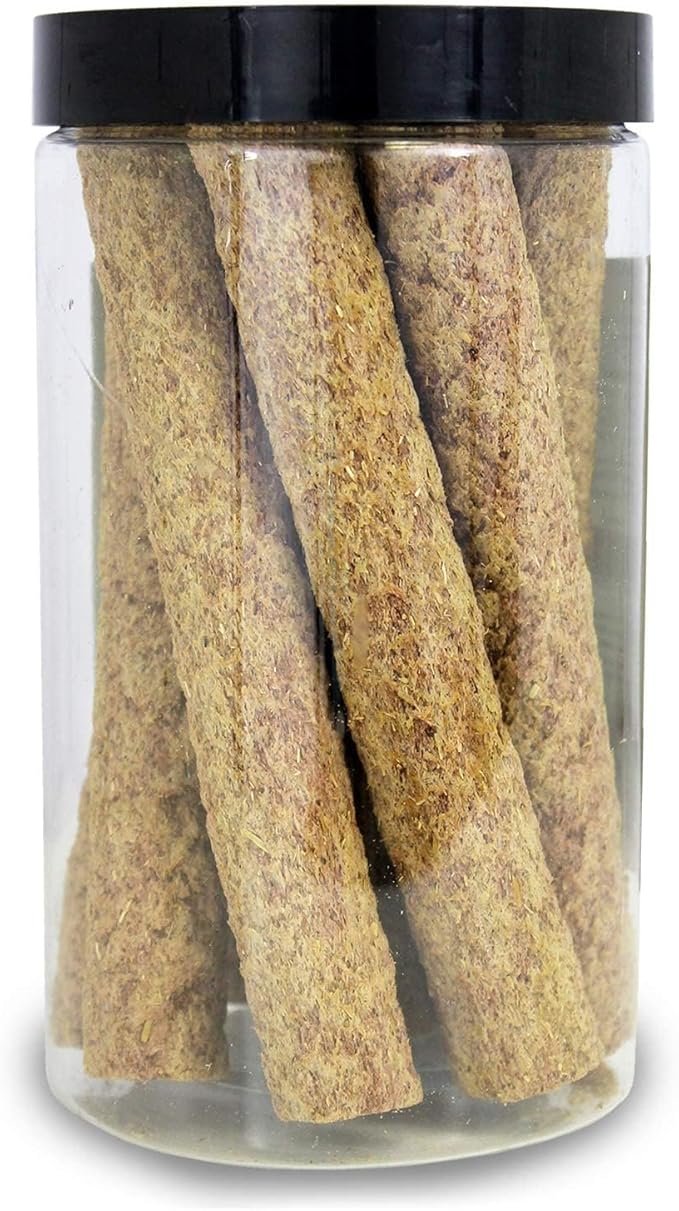 Apple & Oat Puff Sticks (6 oz.) - Healthy Natural High Fiber Chew Treat Made with Oat Hay - Rabbits, Guinea Pigs, Hamsters, Chinchillas, Degus, Prairie Dogs, Squirrels, Skunks, Opossums, Small Pets-Mewly Pet