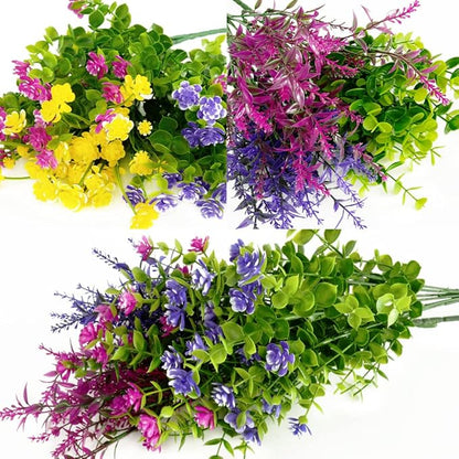 36 Bundles Outdoor Artificial Fake Flowers UV Resistant No Fade Boxwood Faux Plastic Shrubs Plants for Garden Patio Porch Window Box Home Wedding Farmhouse Hanging Décor