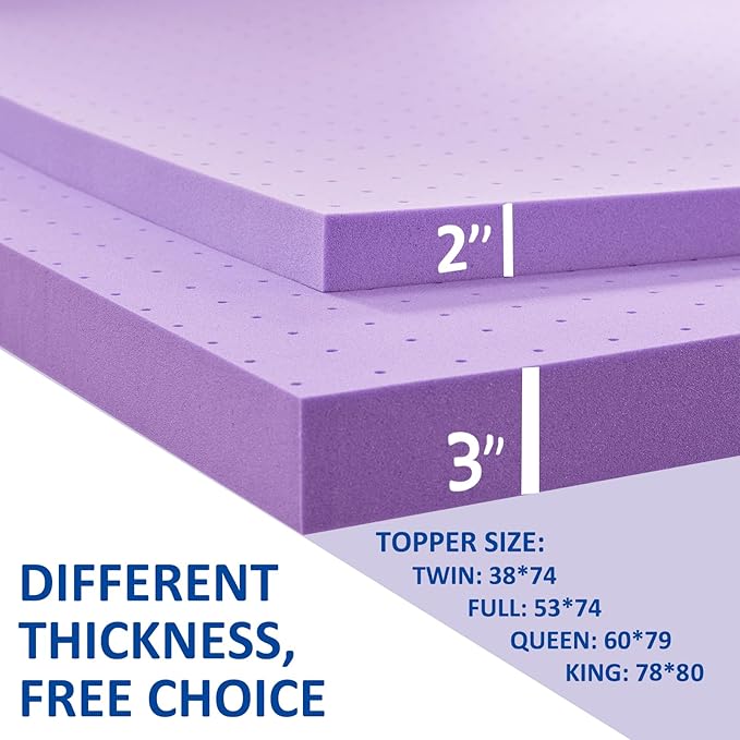 SINWEEK 2 Inch Gel Memory Foam Mattress Topper Ventilated Soft Pressure Relieve Mattress Pad, Breathable Bed Topper, CertiPUR-US Certified, Full Size