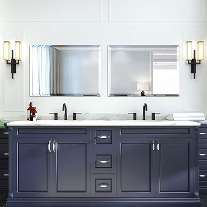 Mirrorons Beveled Mirror, Bathroom Mirrors for Wall 40" x 30", Frameless Rectangle Bathroom Mirror with Beveled Edge, Hangs Horizontally or Vertically, Upgraded Packing