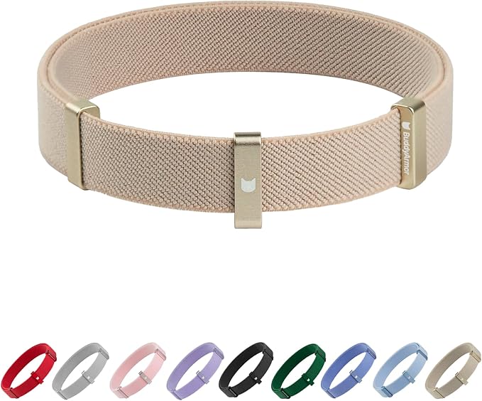 Safety Cat Collar - U.S. IDA Gold Awarding Design, Elastic Quick Release, Non Breakaway - Lightweight for Kitten, Neck Fit 7.8'-15.7' for All Small Large Cat,M(Linen)-Mewly Pet