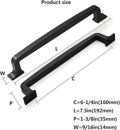 khtumeware 2 Pack 6-1/4 Inch Matte Black Cabinet Pulls, Kitchen Cabinet Hardware, Drawer Handles