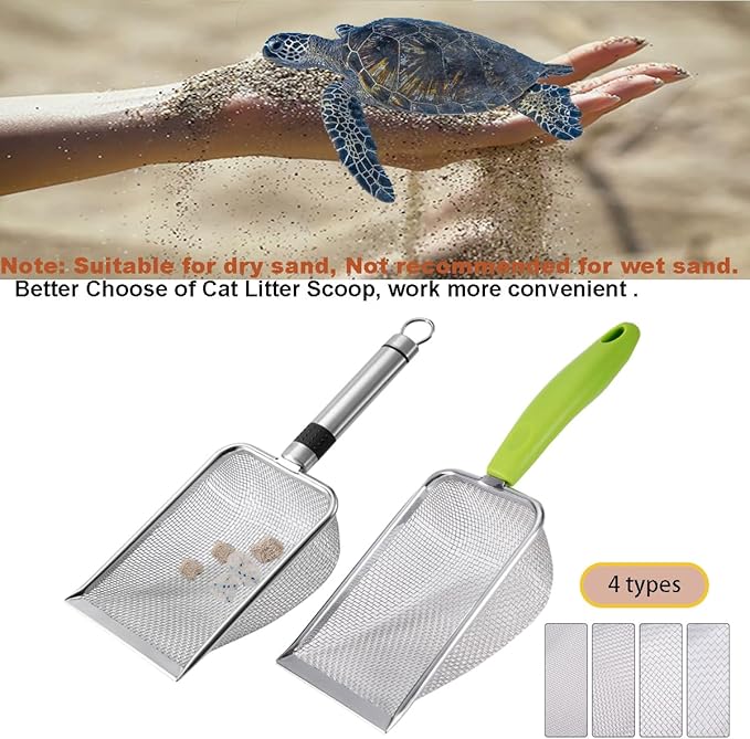 4PCS Reptile Scooper,Litter Cleaner Corner Scoop, Reptile Sand Fine Mesh,Cat Little Scoop, Bearded Dragon Sand Shovel,Pet Poo Shovel Scooper (4PCS Shovels)-Mewly Pet