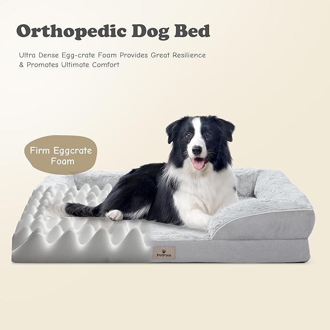 Orthopedic Dog Bed for Large Dogs - Big Washable Dog Sofa Beds Large, Supportive Foam Pet Couch Bed with Removable Washable Cover, Waterproof Lining and Nonskid Bottom-Mewly Pet