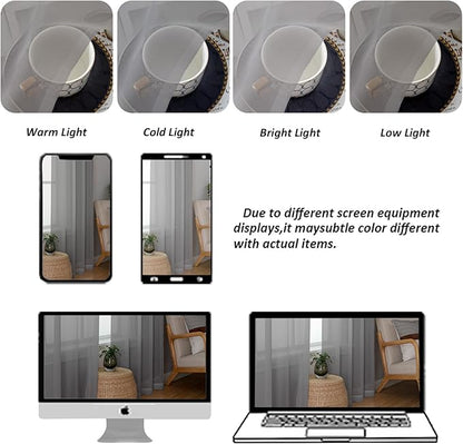 Chyhomenyc Sheer Charcoal Grey Valances for Windows 2 Pack, Small Window Curtains for Living Room Bathroom Cafe Laundry Basement, Modern Top Dual Rod Pocket Voile Curtain, 42W x 18L inches