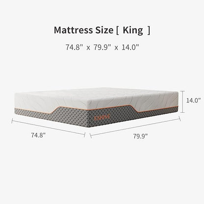 ESHINE King Adjustable Bed Frame-Luxury Gel Memory Foam(783 Pocket Springs), Bed Base Frames with Massage, Wireless Remote, USB, Under Bed Night Light, Head and Foot Incline, Medium Soft, 3000 Series