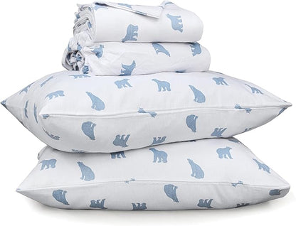RUVANTI Flannel Sheets Queen Size - 100% Cotton Double Brushed Bed Sheets, Deep Pockets 16 Inches Queen Sheet Set, All Seasons Breathable & Extra Soft - Warm & Cozy, 4 Piece, Happy Cubs