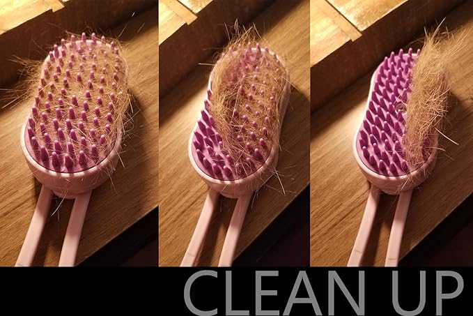 Cat Steam Brush, Helps Reduce Cat Hair, Easy Cleaning Top, Steam Brush with Silicone Massage Bristles for Cats or Dogs, Best for Long-haired Cats or Dogs (Beige)-Mewly Pet