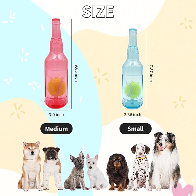 Dog Squeaky Chew Toy,Floating TPR Water Bottle Toys-Small Medium Large Breeds - Training Fetch -Indoor Outdoor Pool Beach Blue M-Mewly Pet