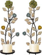 Wall Sconces Candle Holder Set of 2, Antique White Leaf and Flower Branch Wall Mount Hanging Metal Wall Candle Holder Candle Sconce for Living Room Dining Room