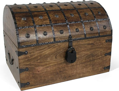 Nautical Cove Handmade Pirate Treasure Chest for Kids Prizes & Classroom with Lock and Skeleton Keys – Lockable Wooden Storage Chest Box, Pirate Decor, Decorative Wooden Box - XXX-Large 21x15.75x15.75