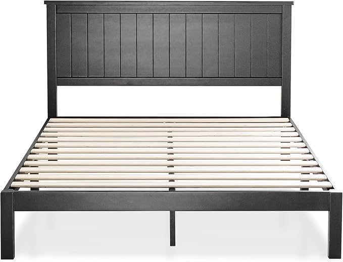 ZINUS Santiago Platform Bed Frame, Wood Slat Support, No Box Spring Needed, Easy Assembly, Queen, Black