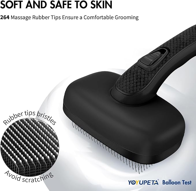 Dog Self Cleaning Slicker Brush for Shedding, Ideal for Short Long Haired Dogs, Including Cat. Removes Loose Fur, Undercoat, Mats, Tangled Hair. Suit for Large Medium Small Animal, Black-Mewly Pet