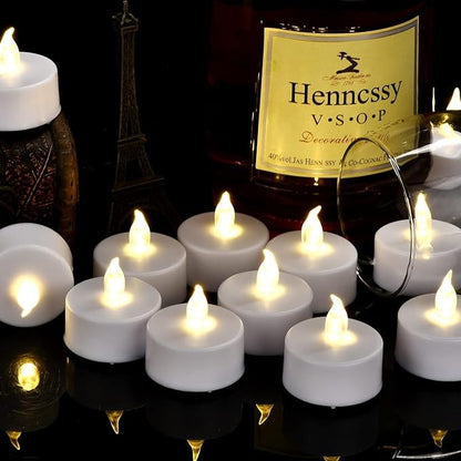 Tea Light Candles with Remote Control,Flickering Flameless LED Candle,Long Lasting 400+Hours,Battery Operated with Timer for Home Decoration Seasonal &Festival Celebration WarmWhite (24pcs)
