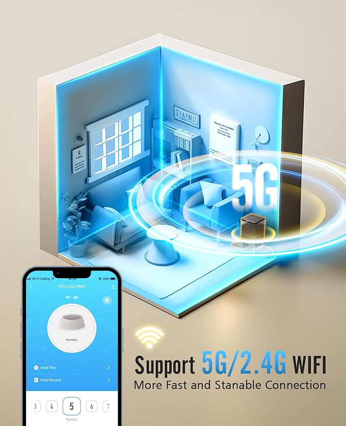 oneisall Automatic Cat Feeder with 5G WiFi, Automatic Cat Food Dispenser for 2 Cats Small Pets, 20 Cups/5L Timed Dry Food Dispenser with APP Control-Mewly Pet