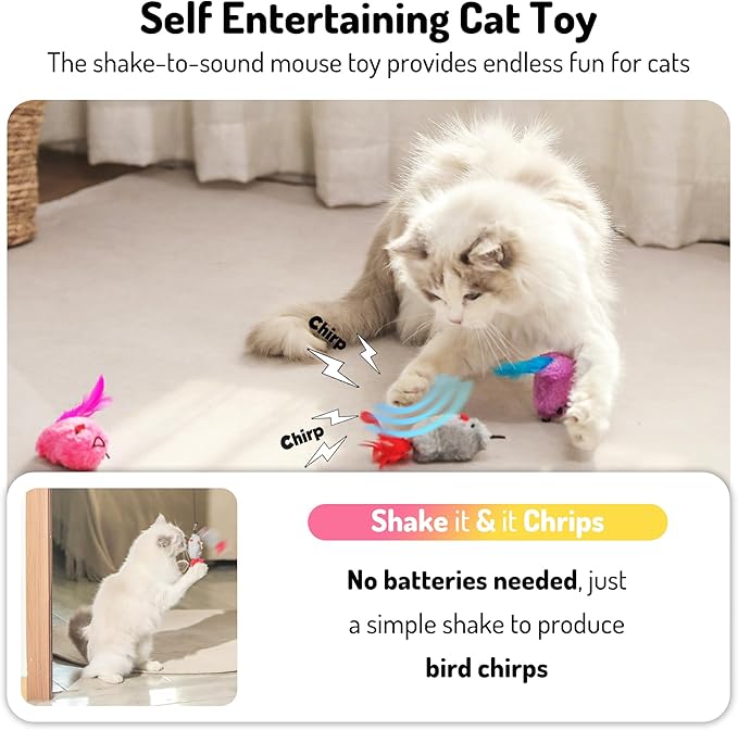 Hanging cat Toys mice with Squeaky Sound 3PCS, Retractable Teaser Toy, Interactive cat Toys for Indoor Bored Kitten Self Play Chase Exercise, Mental Physical Stimulation for All Breeds-Mewly Pet