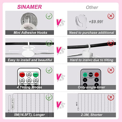 Pink Curtain Light for Bedroom, 300 LED 9.8ft x 9.8ft Window Fairy Curtain String Light with 16 Hooks, 8 Models Remote Control for Wedding Party Home Garden Indoor Decorations