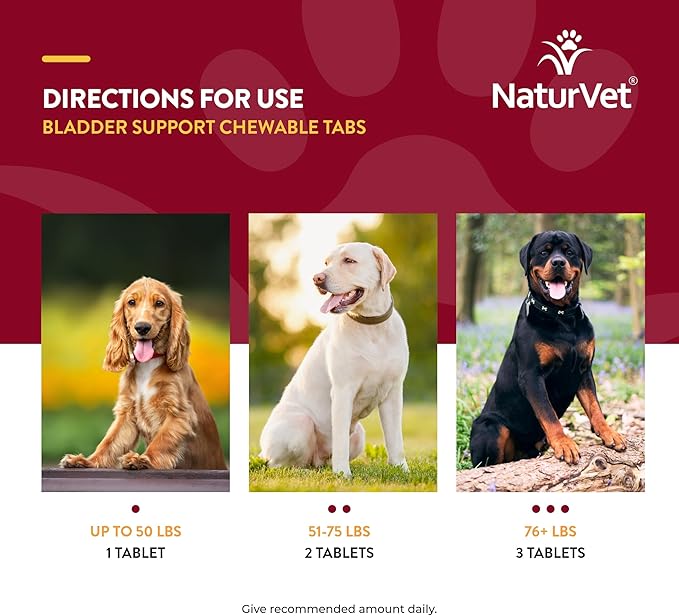 NaturVet – Bladder Support for Dogs – Plus Cranberry | Supports Healthy Bladder Control & Normal Urination | 60 Time Release Chewable Tablets-Mewly Pet