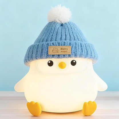 Penguin Lamp with Knit Hat,Kawaii Penguin Night Light,Food Grade Silicone,Dimmable Nursery Nightlight,LED Squishy Novelty Animal Lamp,Kids Room Decor,Funny Gifts for Kids Boys Girls Baby