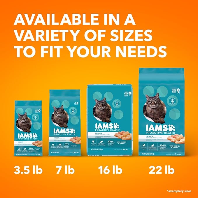 IAMS Proactive Health Indoor Weight Control & Hairball Care Adult Dry Cat Food, Chicken & Turkey Recipe, 16 lb. Bag-Mewly Pet