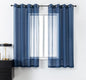 DUALIFE 45 Inches Navy Short Curtains for Bathroom Set of 2 Panels Grommet Semi Voile Drapes Navy Blue Sheer Curtains for Boys Room Kids Bedroom Small Windows 52 x 45 Inch Indigo Blue