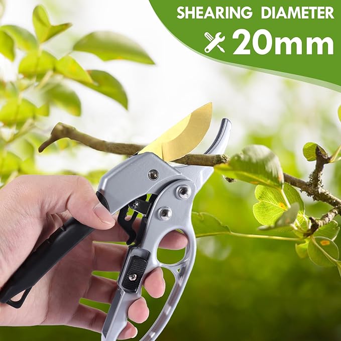 Ultra Sharp Germany Titanium Steel Pruning Shears - Cuts 3X Easier, Weak Hand Arthritis Snips, Rust-Resistant, Effortlessly 1-Inch Cut Capacity Garden Scissors, Ergonomic Handle-Mewly Pet