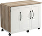 Sauder Miscellaneous Storage Sewing Cart, Drop-Leaf Craft Table, Sewing Table with Storage - Soft White Finish