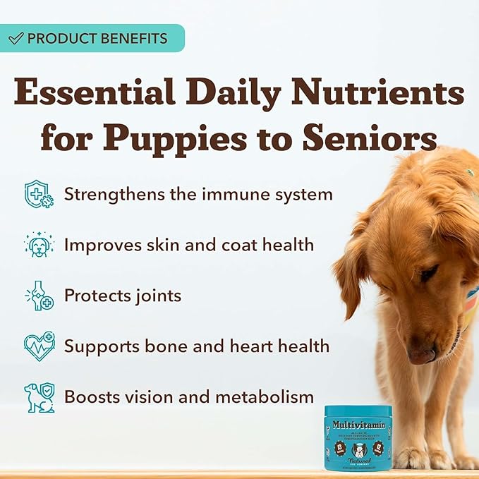 Natural Dog Company 25 in 1 Multivitamin for Dogs – Daily Soft Chews with Vitamins, Minerals & Antioxidants, Immune & Joint Support, for All Ages, Sizes & Breeds, Bacon & Peanut Butter – 90 Count-Mewly Pet