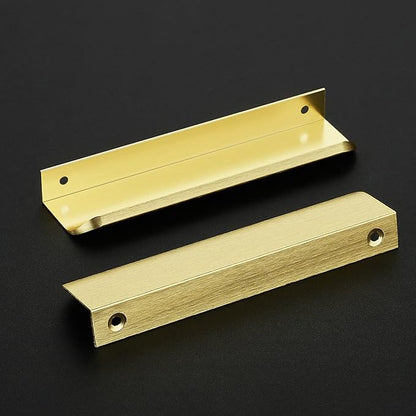 Ravinte Hardware 10 Pack Gold Cabinet Handles, 5.9 Inch (150mm) Finger Edge Pulls, 5 Inch Hole Center, Finger Pulls for Cabinets