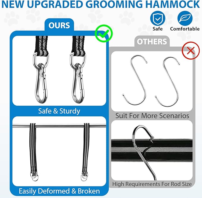Pet Grooming Hammock Harness for Medium/Large Dogs Nail Trimming, Dog Sling for Cutting Nails, Dog Hanging Holder Hanger with Nail Clippers, Nail File, Scissors-Mewly Pet