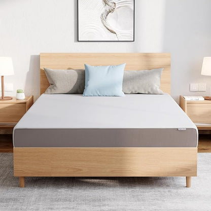 Amazon Basics Memory Foam Mattress, Medium Firm, 8 Inch, Queen, White/Grey