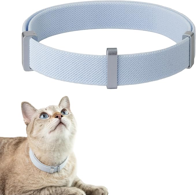 Safety Cat Collar Pro - U.S. IDA Gold Awarding Design, Elastic Quick Release Cat Collar with Buckle Non Breakaway - Lightweight for Kitten All Small Large Cats (Sierra Blue, M 7.9-15.7")-Mewly Pet