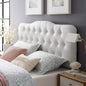 Modway Annabel Tufted Button Faux Leather Upholstered Queen Headboard in White