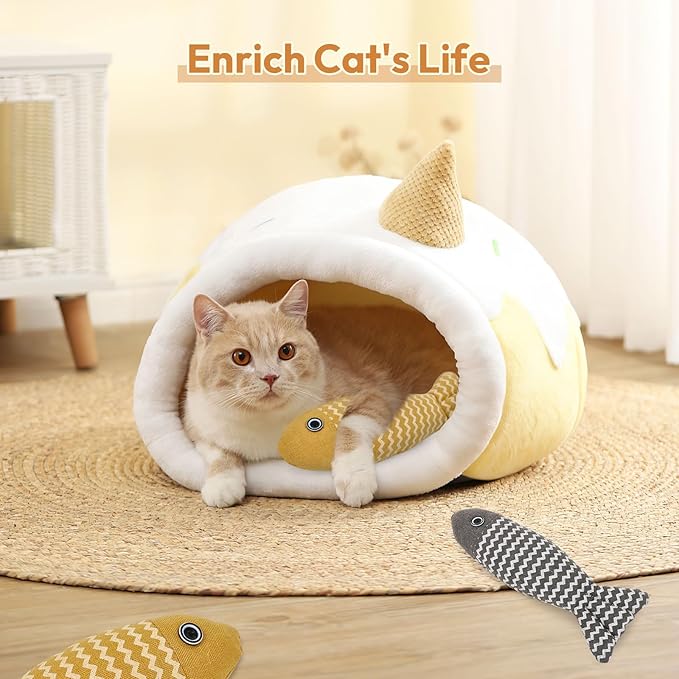 2 Pcs Catnip Toys Fish, Self Play, Cat Toys for Indoor Cats and Kitten, Catnip Cat Toy, Interactive Kitten Exercise Kicker Toys for Indoor Cats 7.8 Inches for All Breeds-Mewly Pet