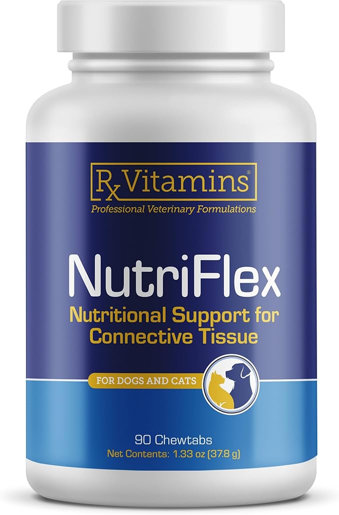 Rx Vitamins NutriFlex for Cats & Dogs - Glucosamine for Dogs Hip and Joint Supplement - with Bovine Collagen and Chondroitin - Joint Pain Relief & Anti Inflammatory for Dogs - Beef Liver (90 Chews)-Mewly Pet