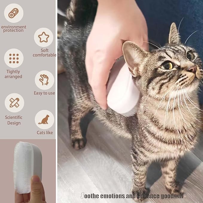 SoarExcelleryy Soft Fur Cat Brush - Over 1000 gentle cat tongue brushes with prickly serrations, suitable for sensitive cats - comfortable, lightweight, gentle, perfect for enhancing intimacy (beige)-Mewly Pet