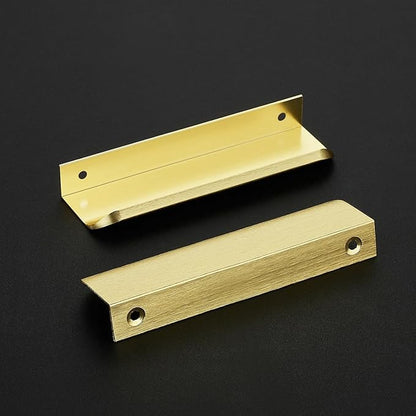 Ravinte Hardware 10 Pack Gold Cabinet Handles, 5 Inch (128mm) Finger Edge Pulls, 4 Inch Hole Center, Finger Pulls for Cabinets