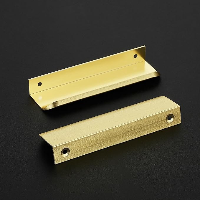 Ravinte Hardware 30 Pack Gold Cabinet Handles, 5 Inch (128mm) Finger Edge Pulls, 4 Inch Hole Center, Finger Pulls for Cabinets