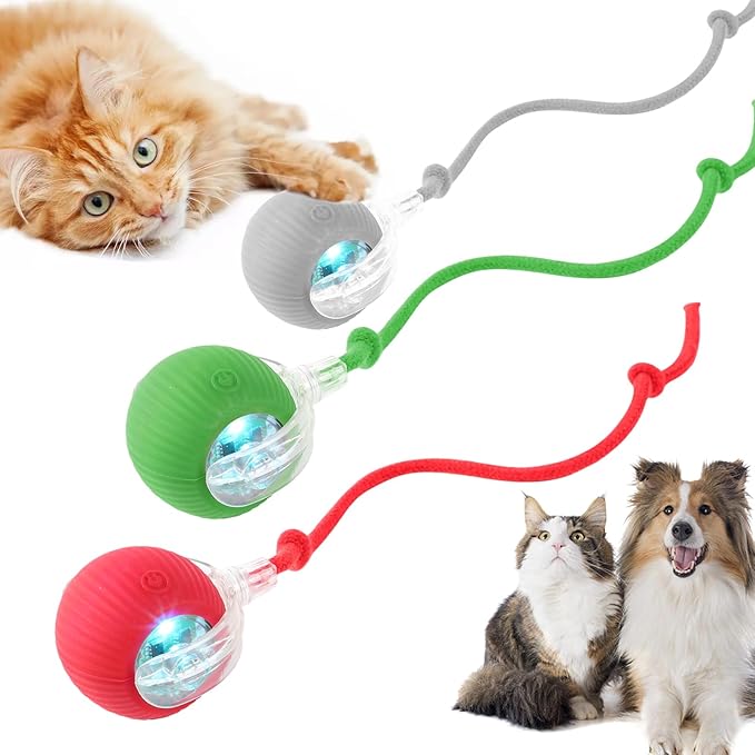 Interactive Cat Toys for Indoor Cats, 360° Smart Rolling Cats Toys, Self Rolling Interactive Cat Dog Ball, Electric Moving Peppy Pet Ball Toy, Dog Toys to Keep Them Busy (3 Pcs)-Mewly Pet